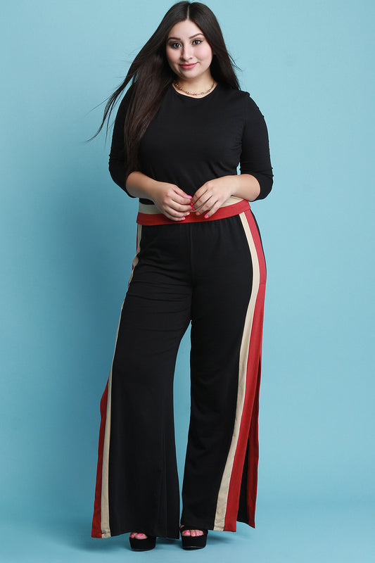Colorblock Hem Three Quarter Sleeve Top