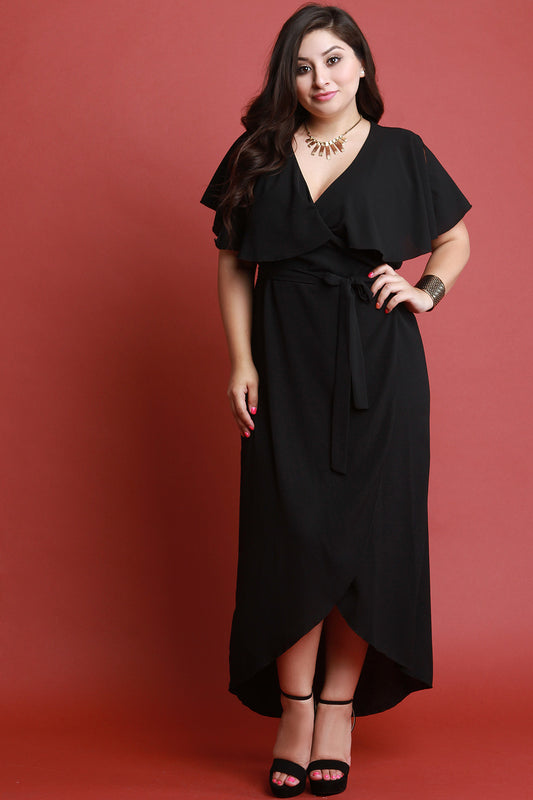 Flutter Tier Surplice Wrap Dress