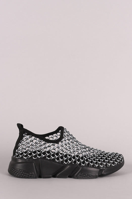 Fishnet Mesh Slip On Sneaker
