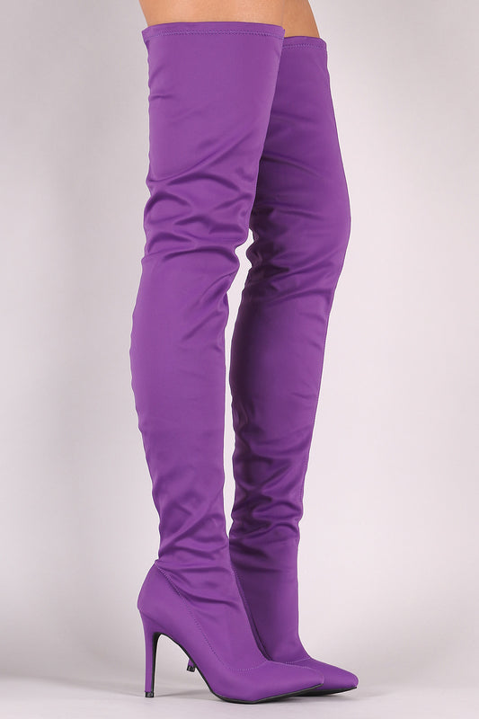 Wild Diva Lounge Pointy Toe Stiletto Elastane Over-The-Knee Boots