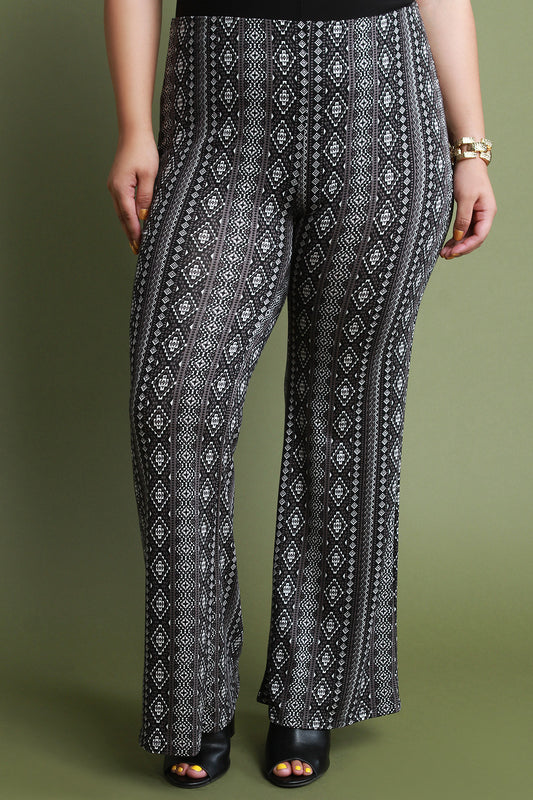 High Waisted Tribal Print Flare Pants