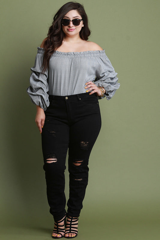 Stringy Destroyed Skinny Jeans