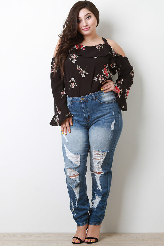 High Rise Rip Skinny Jeans