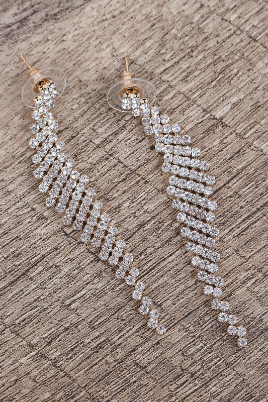 Slanted Rhinestone Dangle Earrings