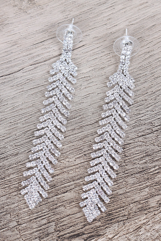 Rhinestone Chevron Dangle Earrings