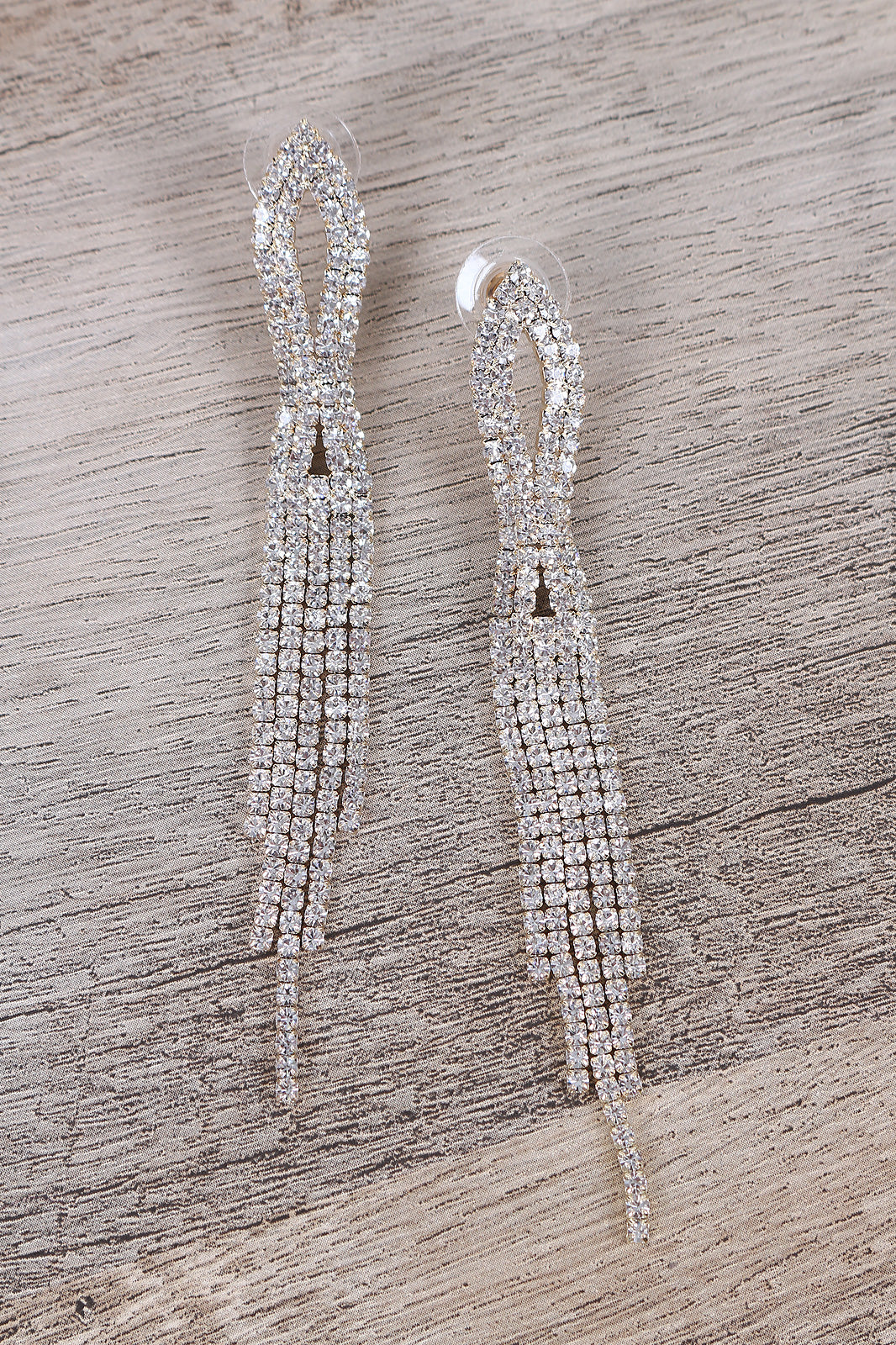 Rhinestone Drop Tassel Earrings