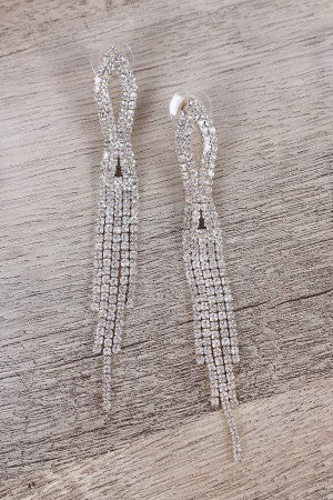 Rhinestone Drop Tassel Earrings