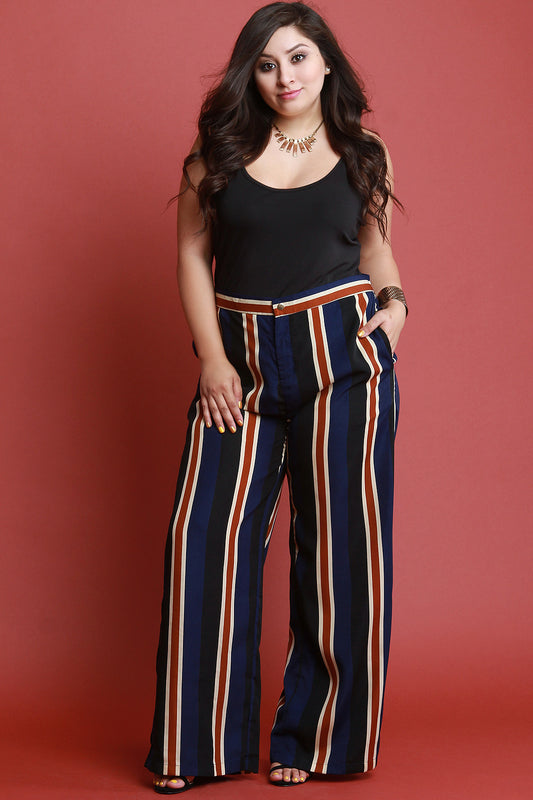 Multicolored Stripes Wide Leg Pants