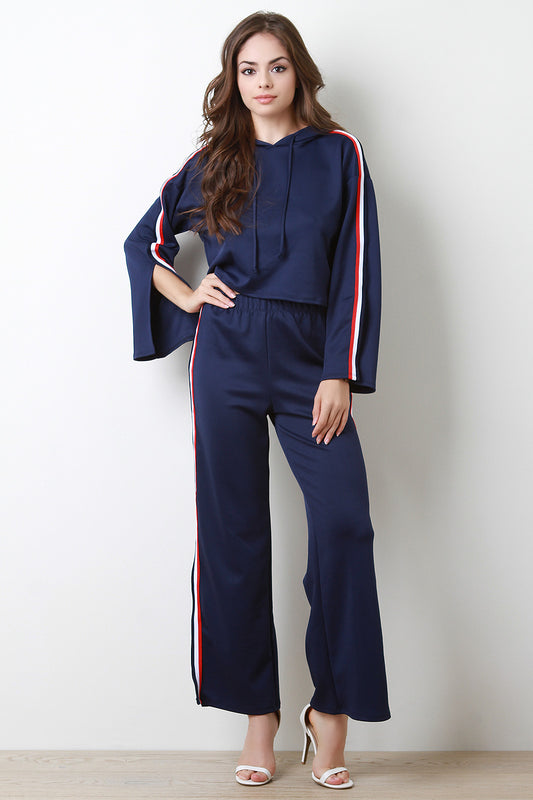 Stripe Trim Slit Track Pants
