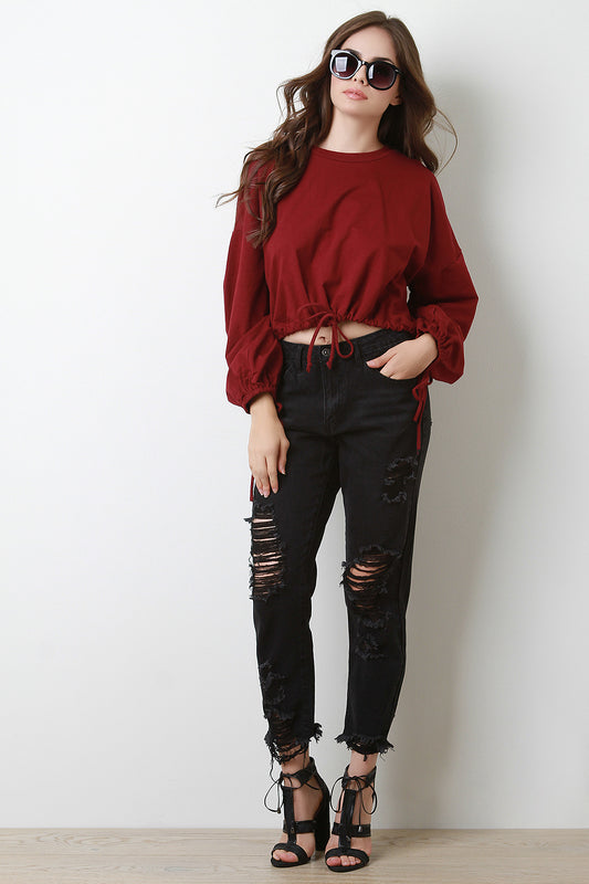 Dark Distressed Boyfriend Denim Jeans