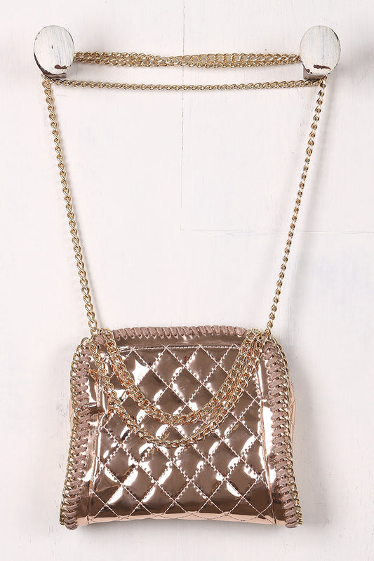 Quilted Metallic Whip-Stitch Crossbody Mini Bag