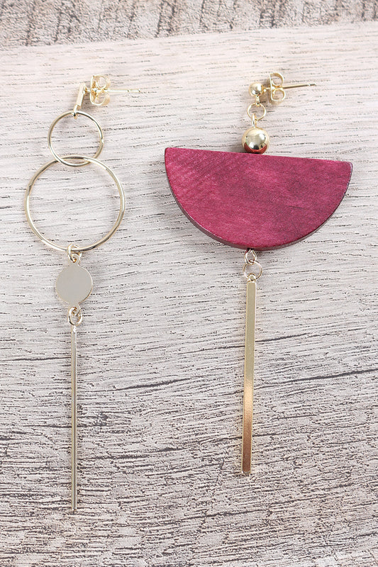 Mismatched Semicircle And Rod Drop Earrings