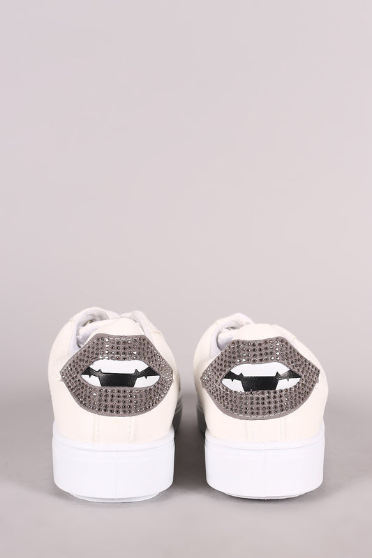 Bamboo Lip Applique Low Top Lace Up Sneaker