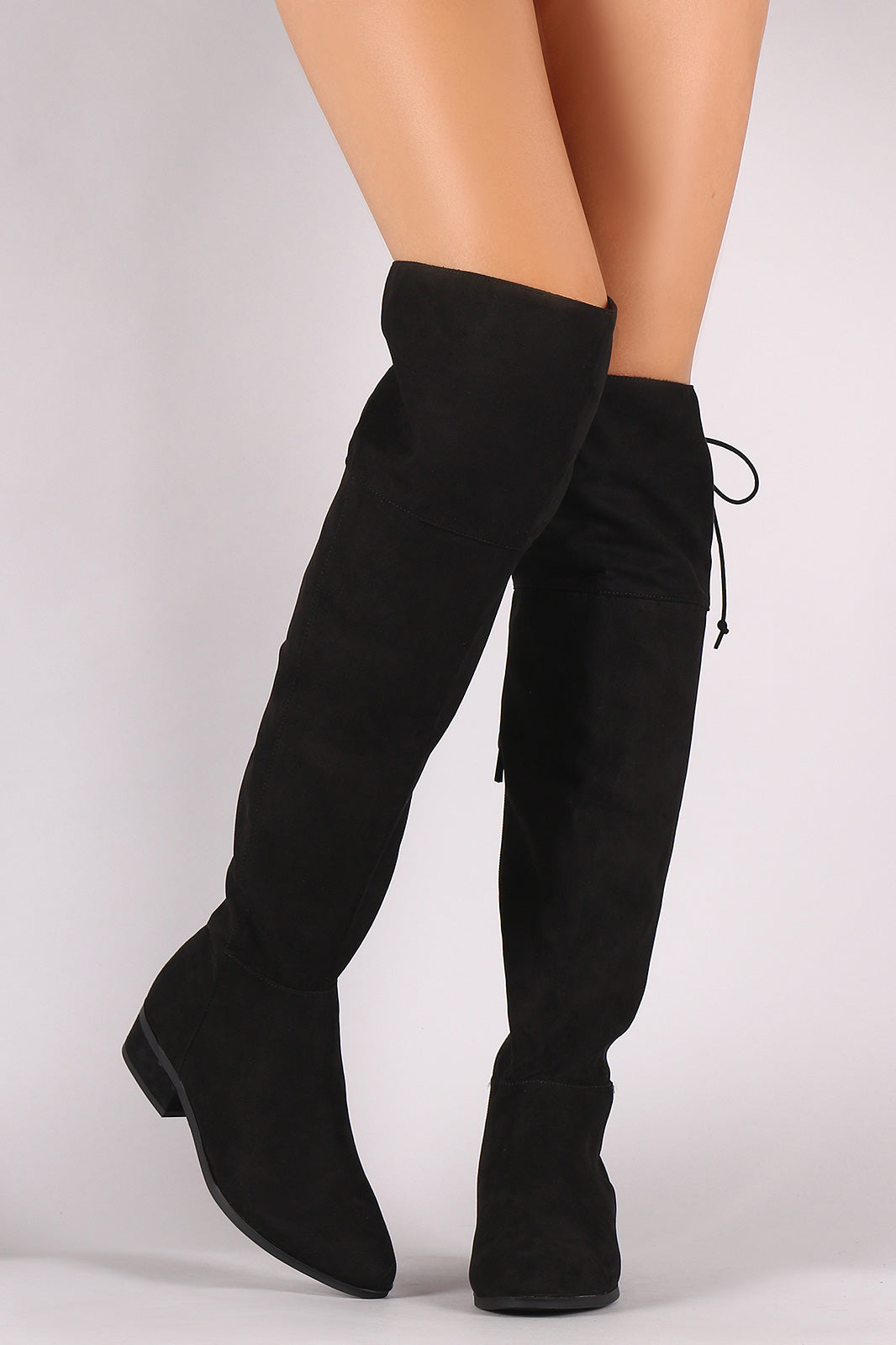 Bamboo Suede Back Lace-Up Over-The-Knee Riding Boots