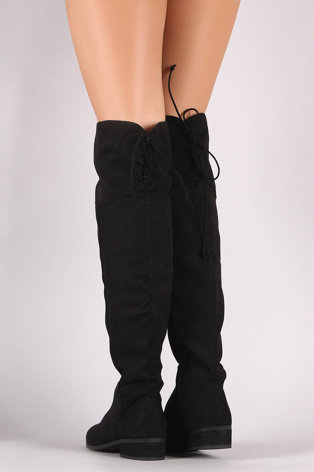 Bamboo Suede Back Lace-Up Over-The-Knee Riding Boots