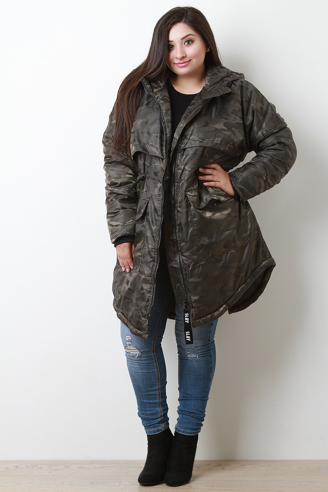 Camouflage Hooded Puffer Parka