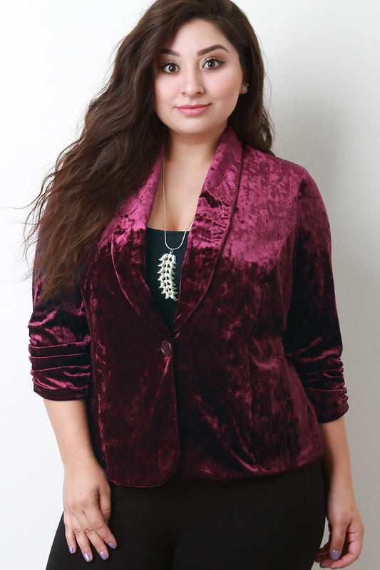 Crush Velvet Single Button Blazer