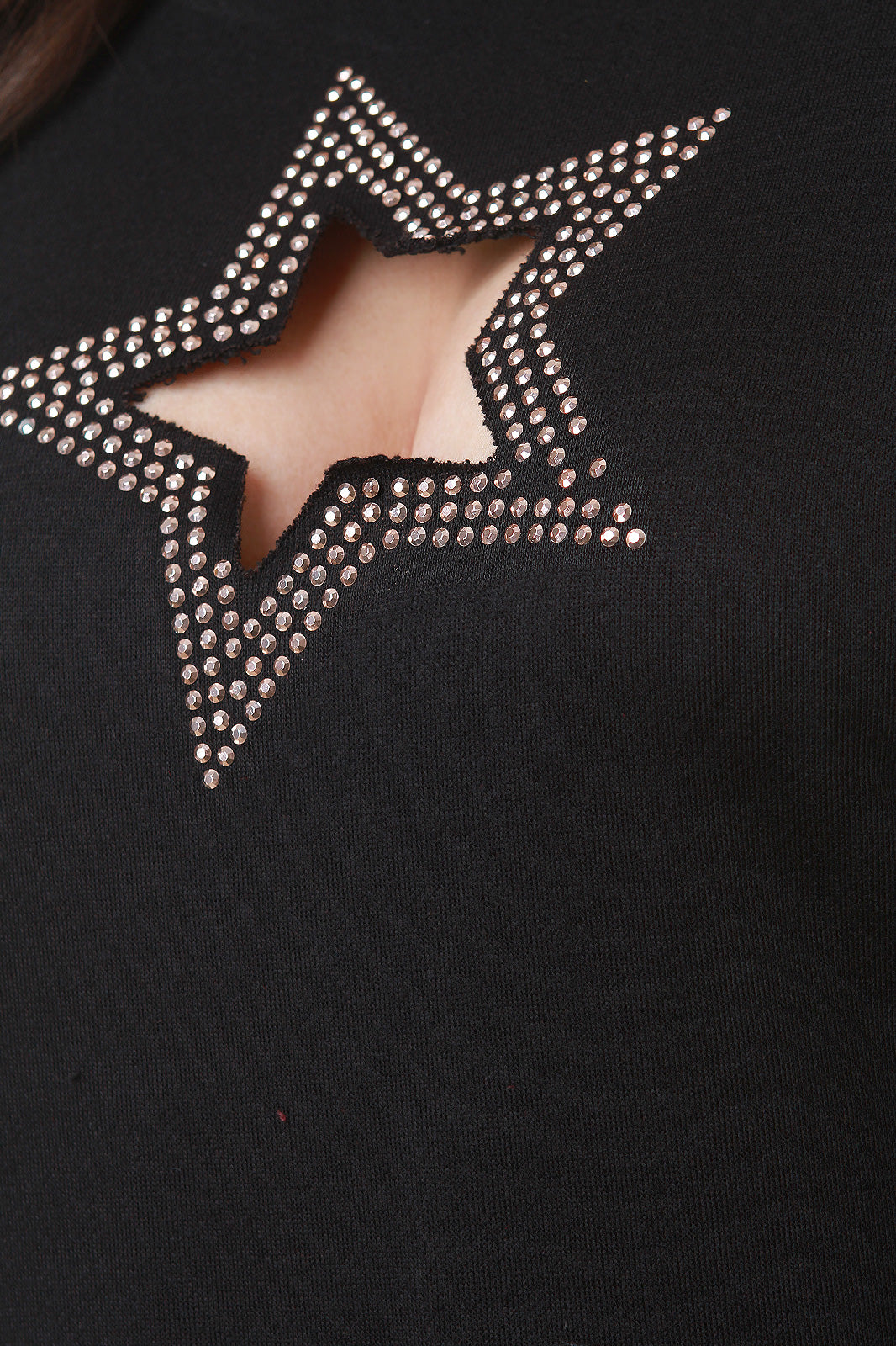 Rhinestone Cutout Stars Sweatshirt Shift Dress