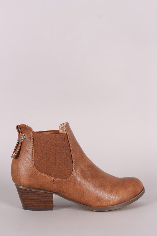 Elastic Gore Block Heeled Chelsea Ankle Boots