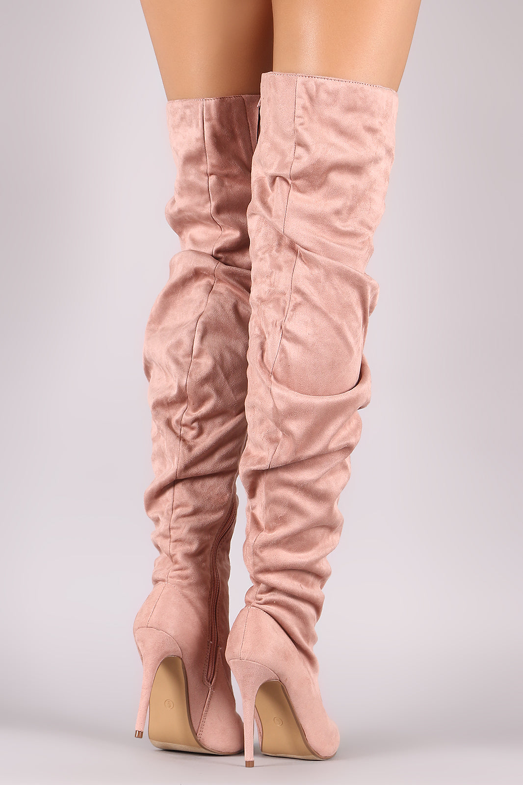 Liliana Suede Slouchy Pointy Toe Over-The-Knee Stiletto Boots