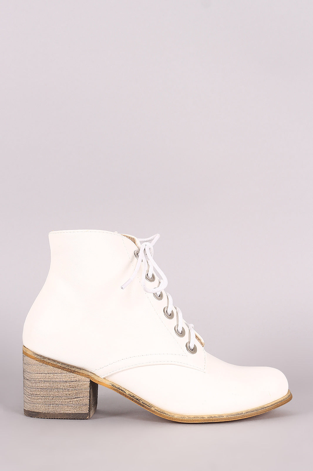 Lace Up Block Heeled Oxford Booties