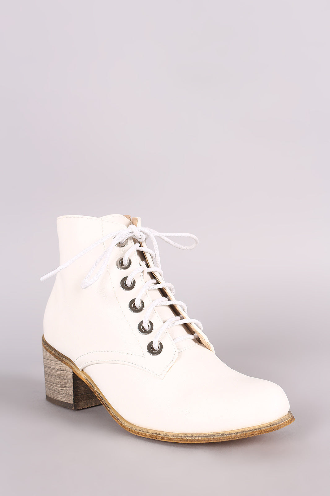 Lace Up Block Heeled Oxford Booties