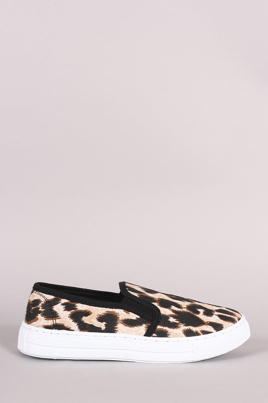 Qupid Leopard Canvas Slip-On Sneaker