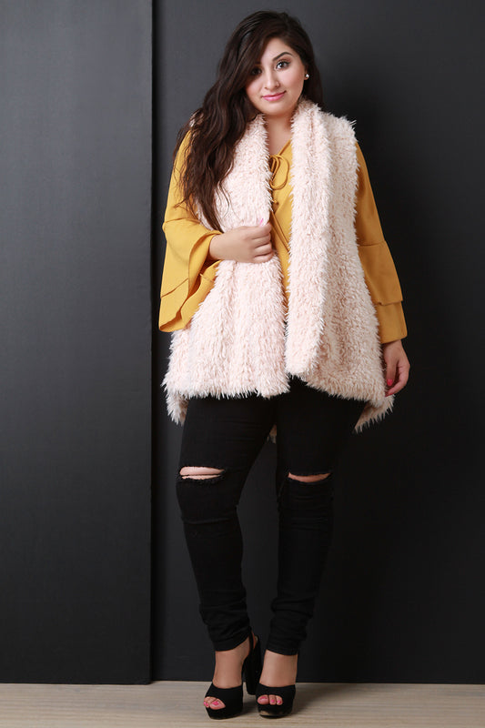 Fuzzy Faux Fur Open Front Vest