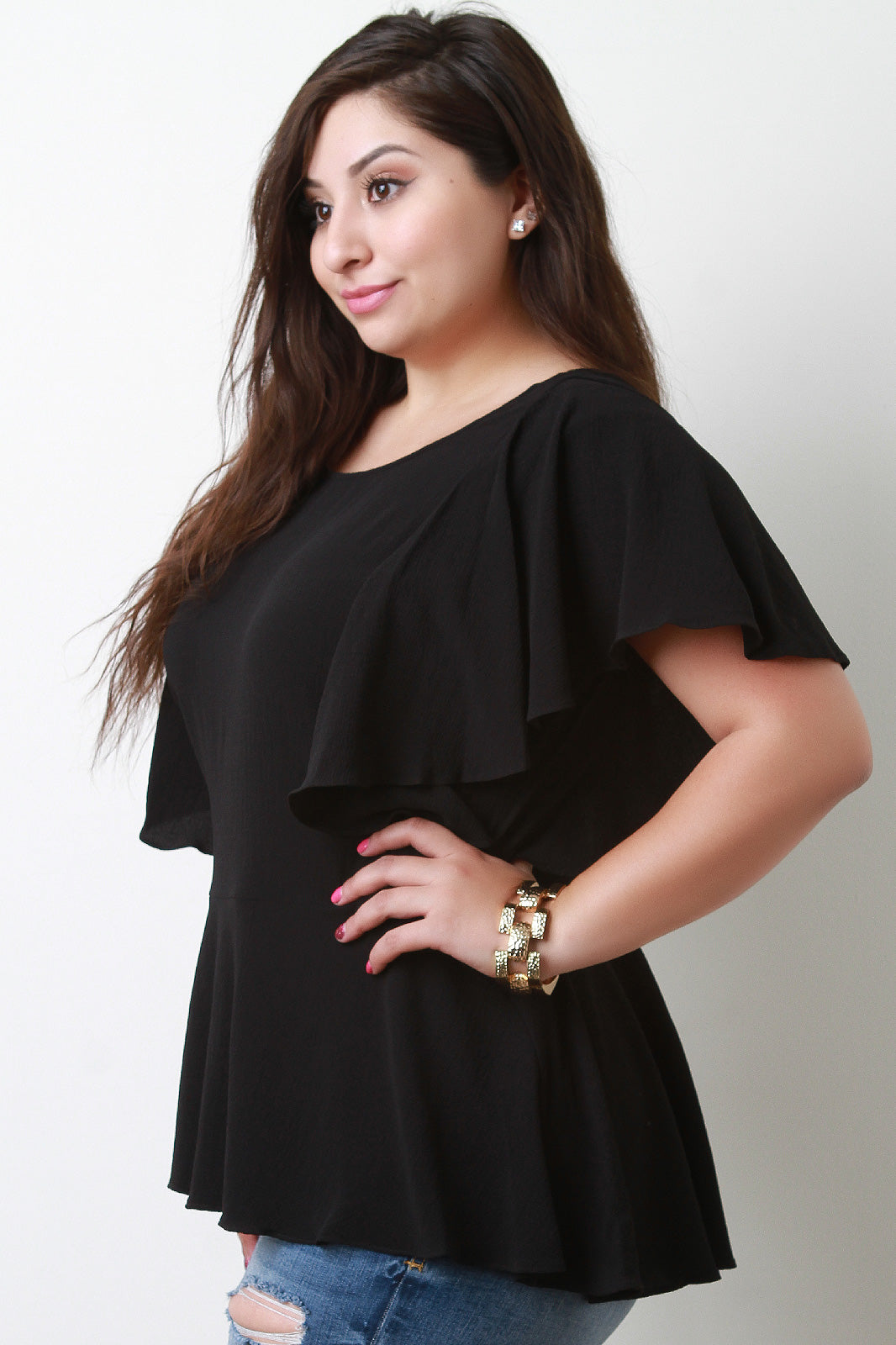 Butterfly Sleeves Peplum Top