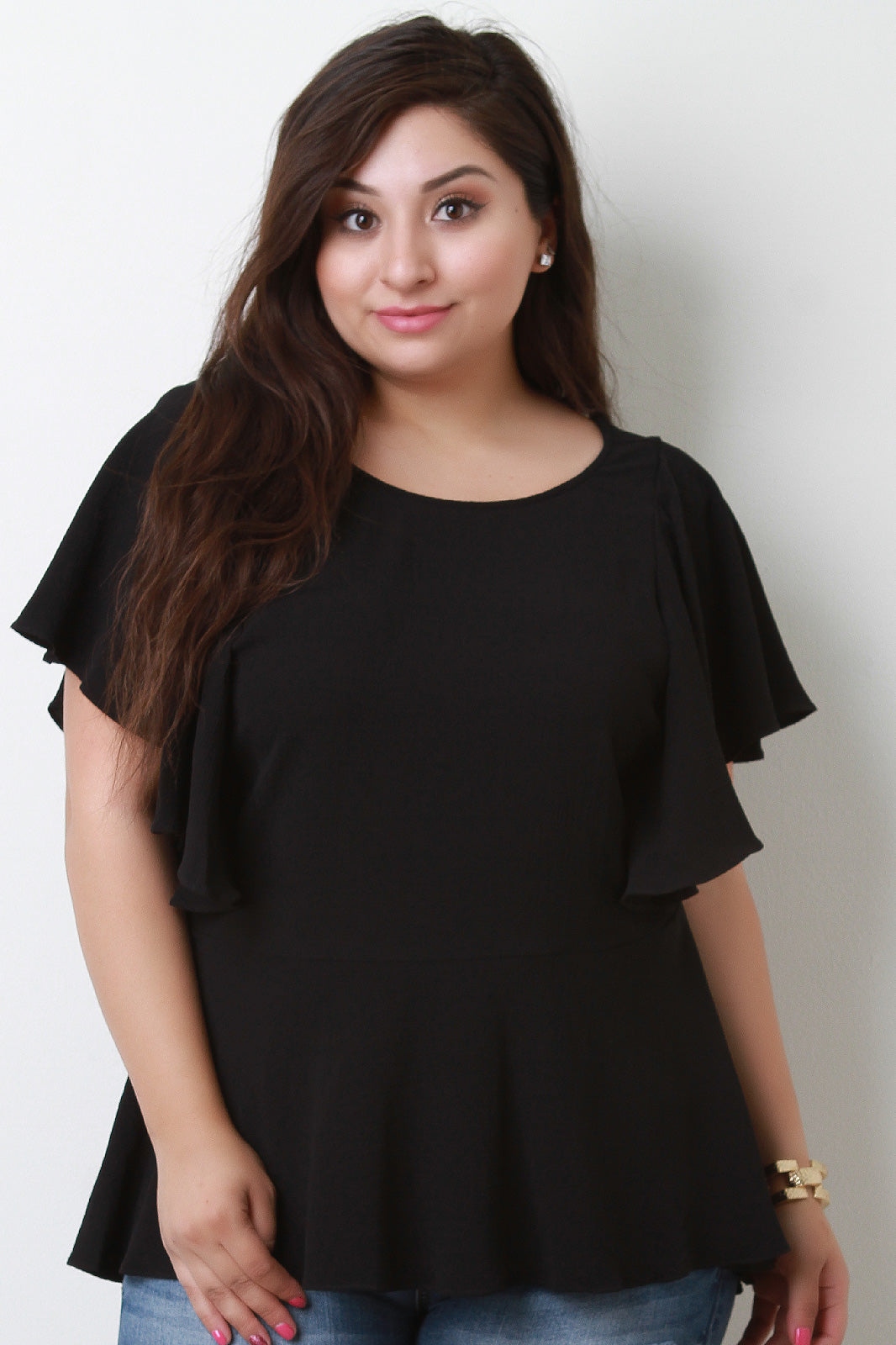 Butterfly Sleeves Peplum Top