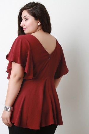 Butterfly Sleeves Peplum Top