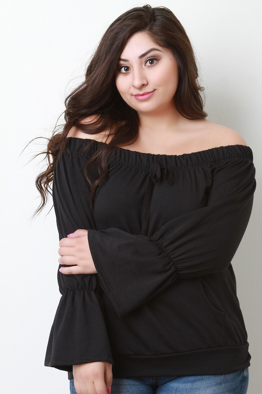 Trumpet Sleeves Off-The-Shoulder Top