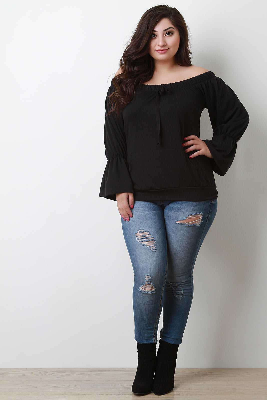 Trumpet Sleeves Off-The-Shoulder Top