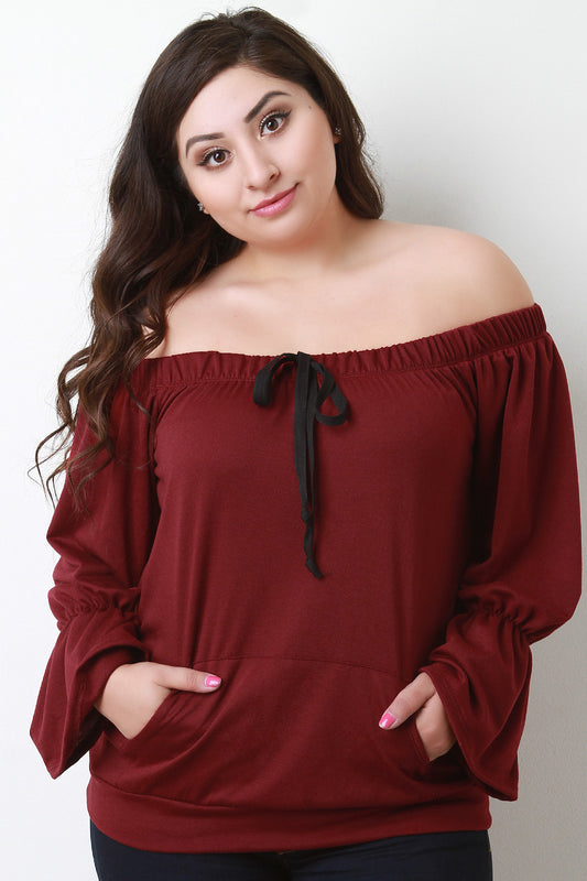 Trumpet Sleeves Off-The-Shoulder Top