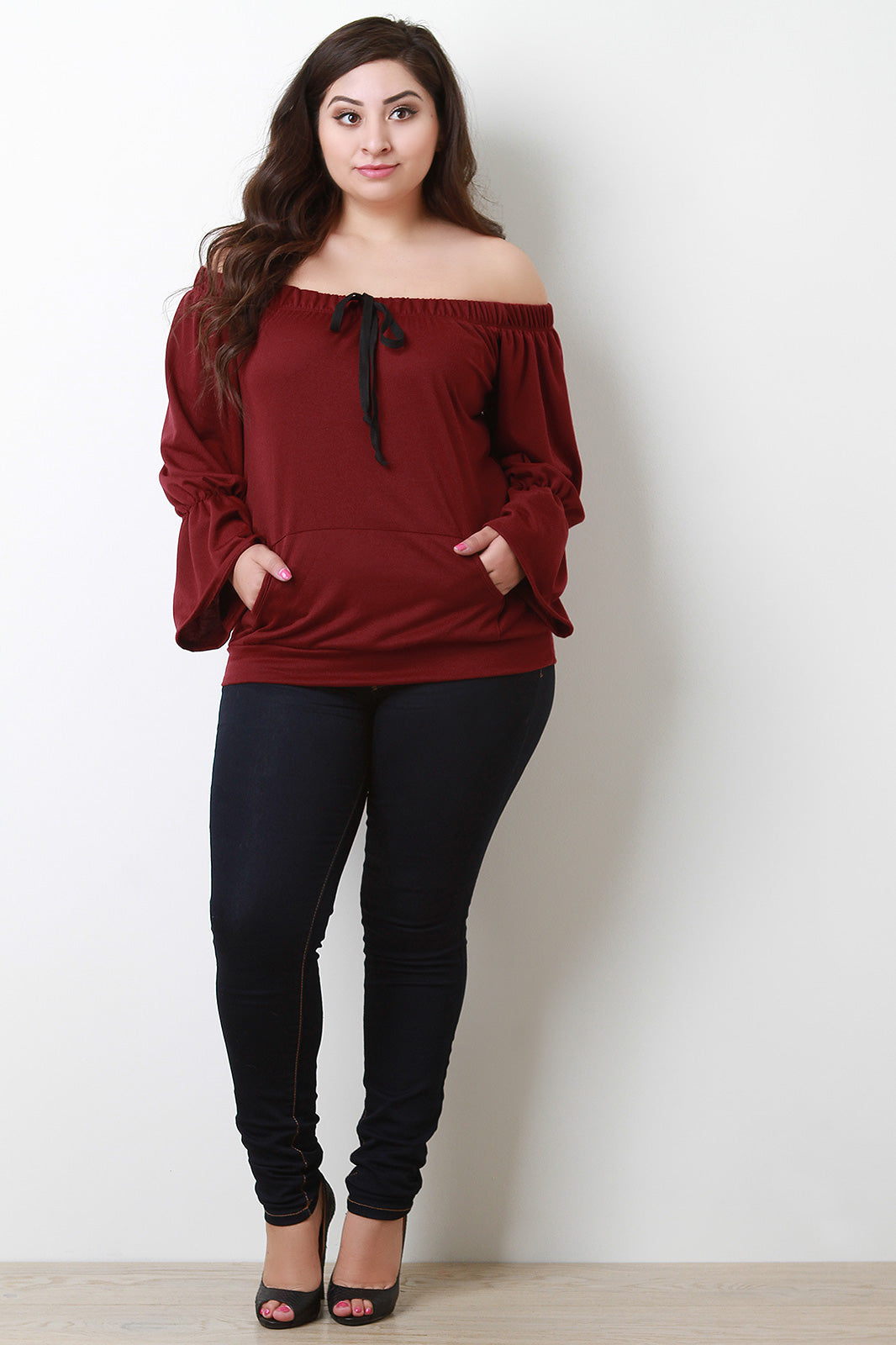 Trumpet Sleeves Off-The-Shoulder Top