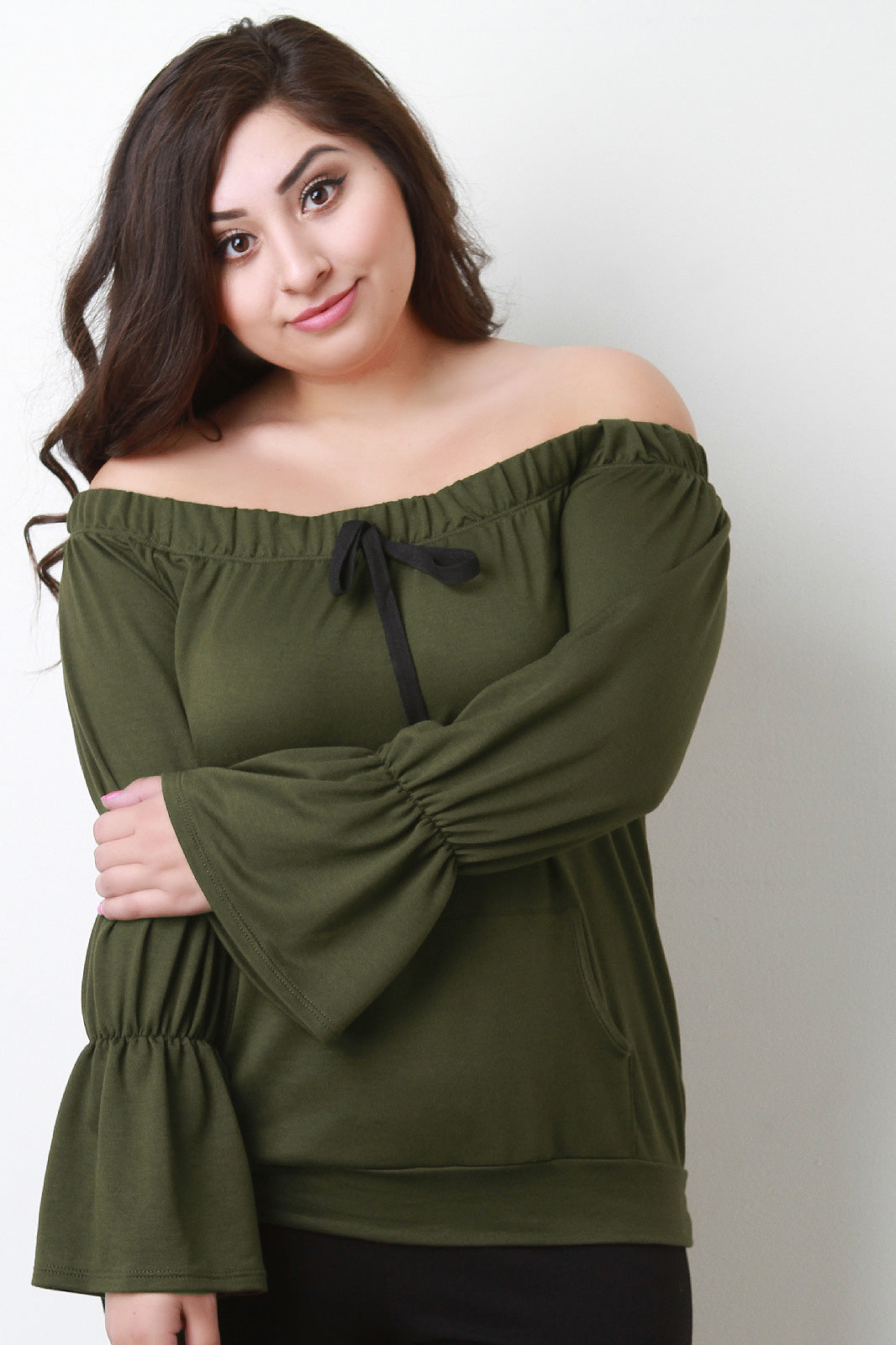 Trumpet Sleeves Off-The-Shoulder Top