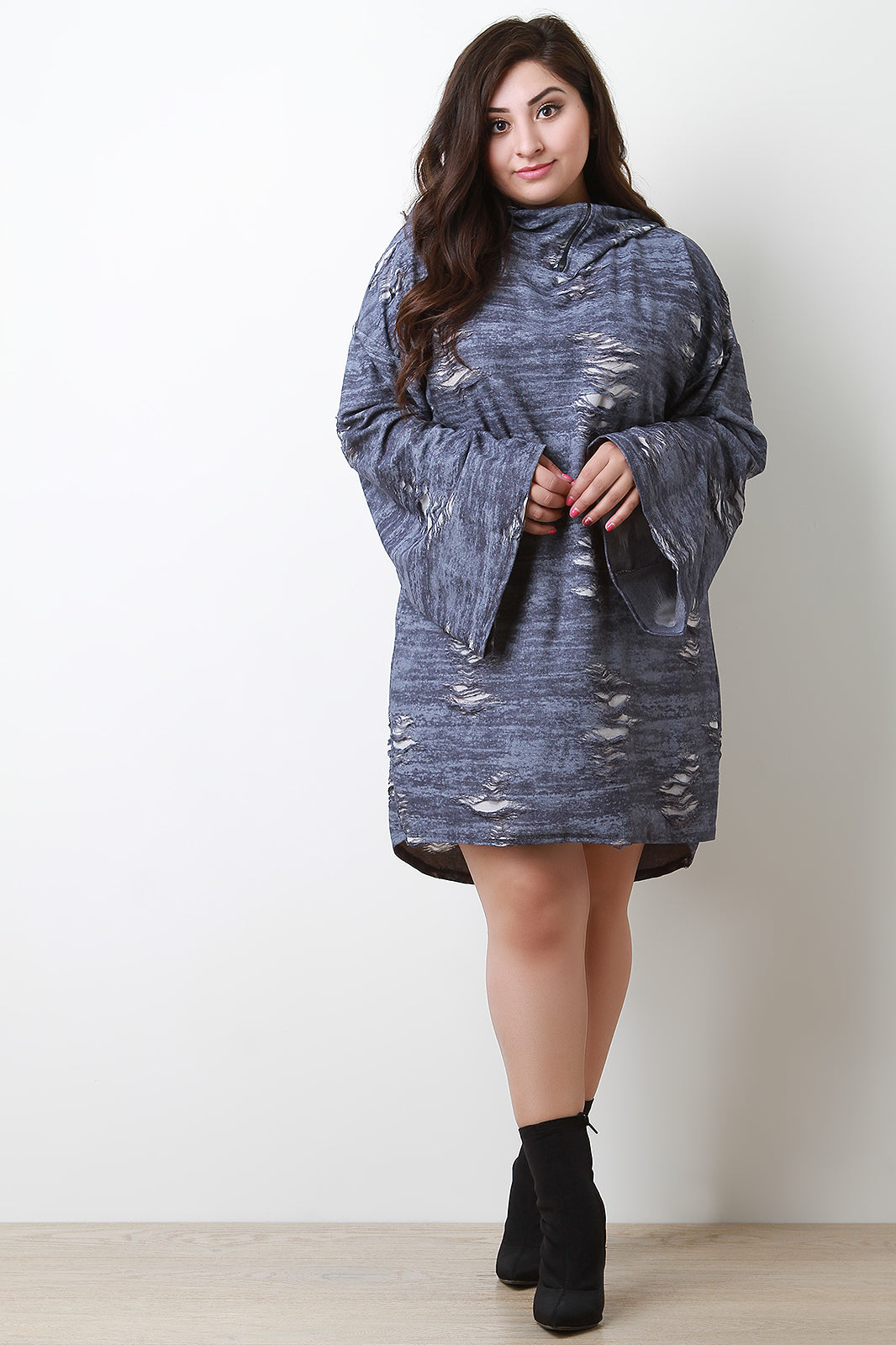 Distressed Oversized Hoodie Dress