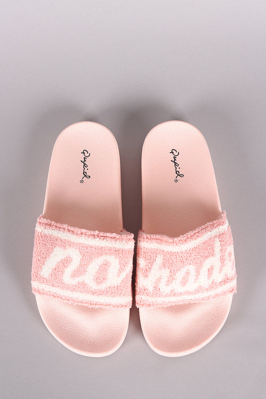 Qupid No Shade Graphic Open Toe Slide Sandal