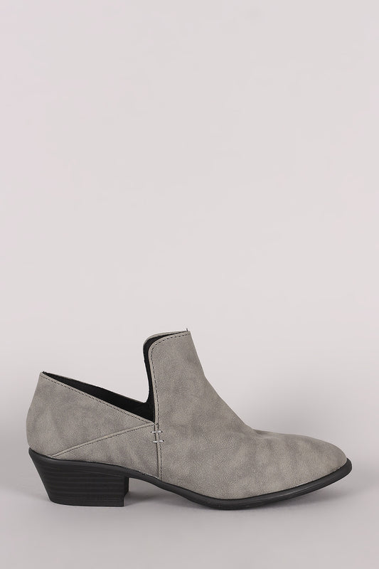 Qupid Distressed Nubuck Loafer Booties
