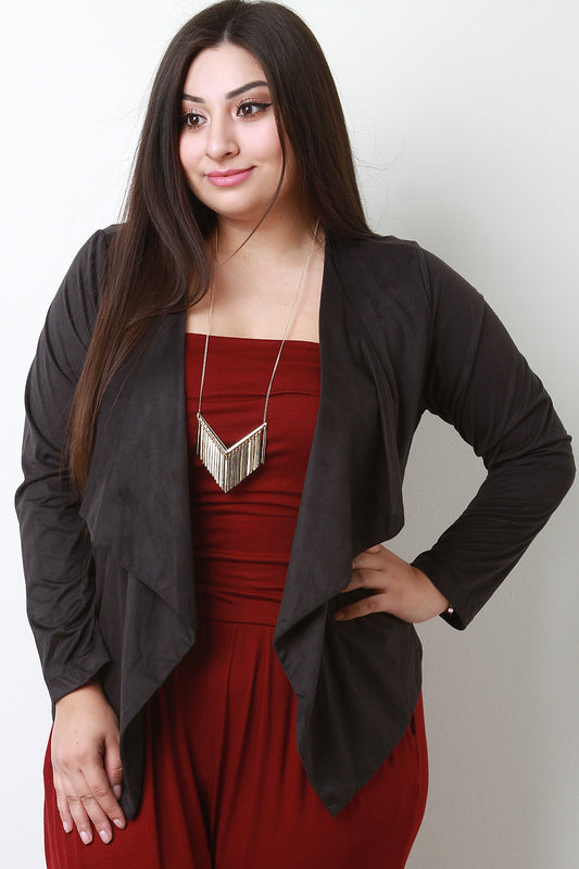 Vegan Suede Crepe Collar Blazer