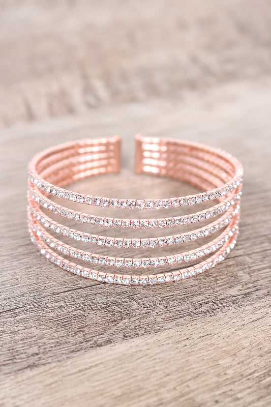 Rhinestone Encrusted Multi-Strand Cuff