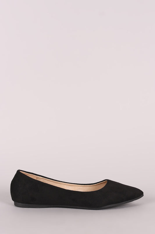 Suede Pointy Toe Ballet Flat